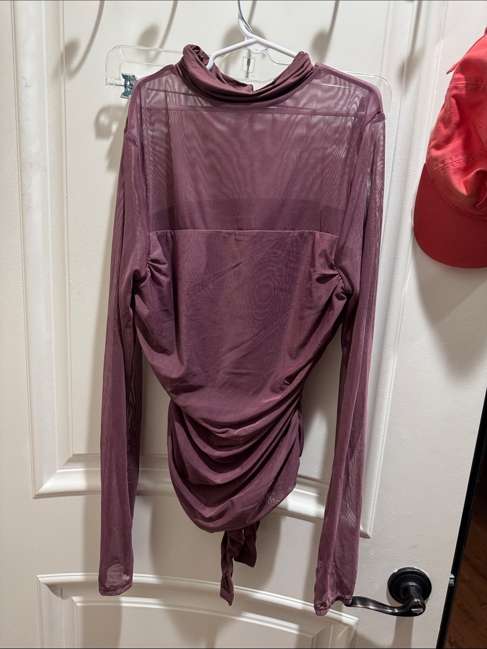 Women’s Long Sleeve Sheer Ruched Top - Dusty Mauve